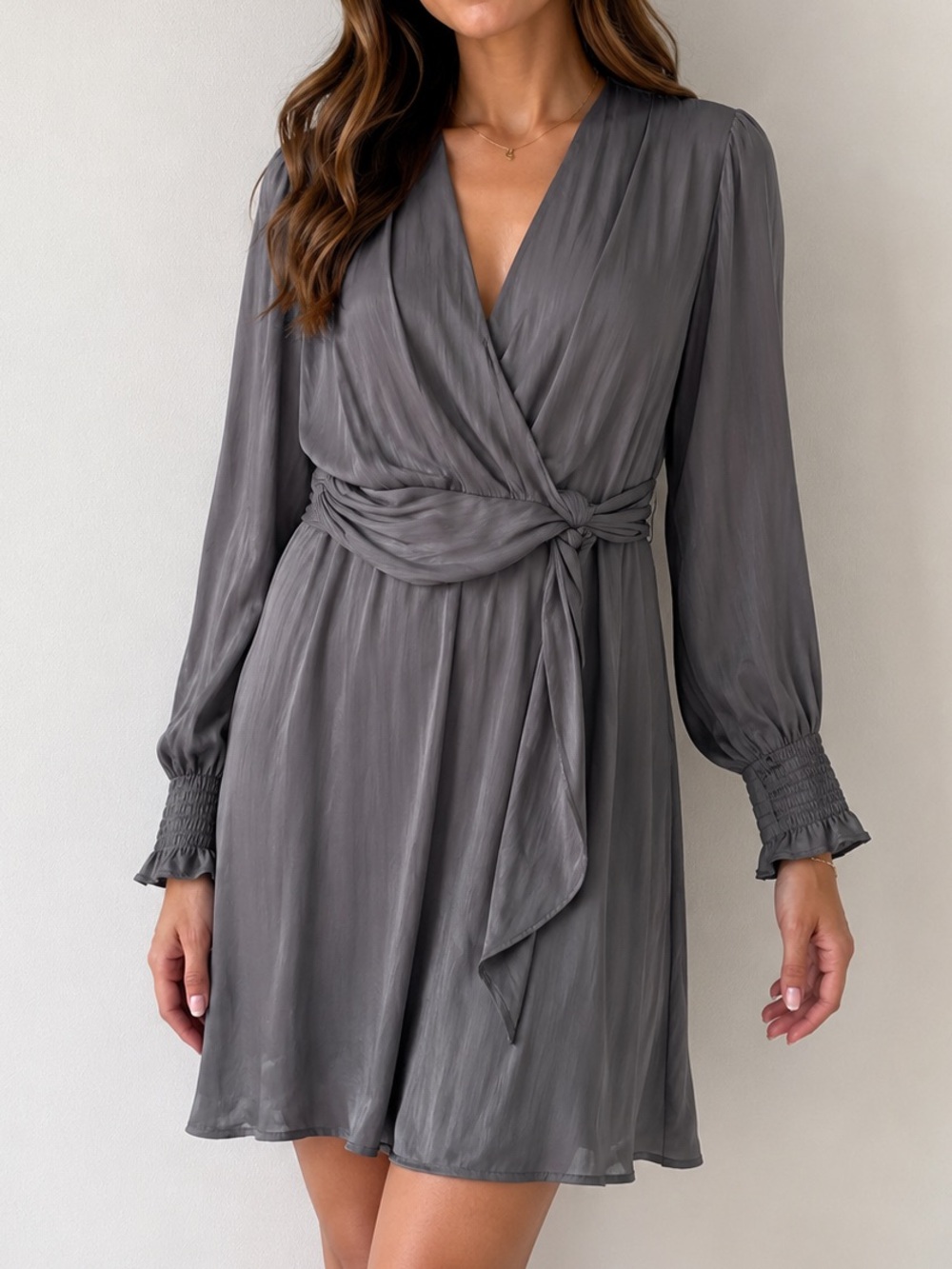 Anthropologie- GREYLIN Charcoal Wrap Dress